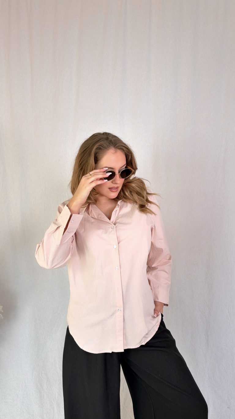 Růžová 100% bavlněná košile